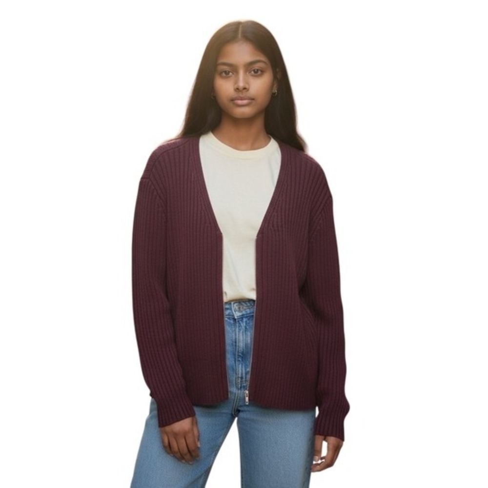 Preview International Women's Knit Full Zip Cardigan Sweater Burgundy M